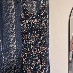Nine Britton Blue Casual Midi Slip Dress with Spaghetti Straps